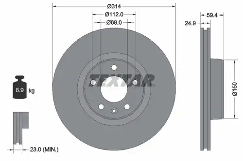 спирачен диск TEXTAR 92132205