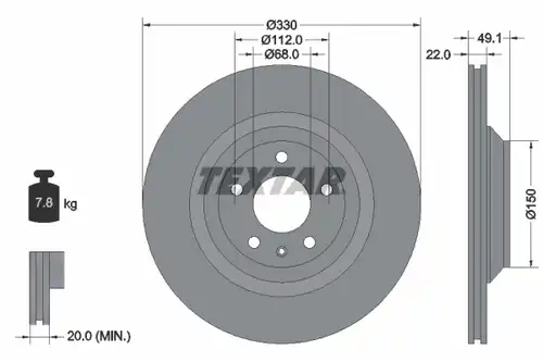 спирачен диск TEXTAR 92132600