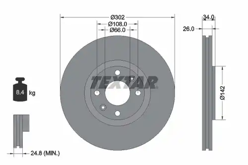 спирачен диск TEXTAR 92133200