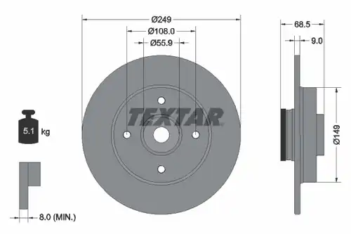 спирачен диск TEXTAR 92133300