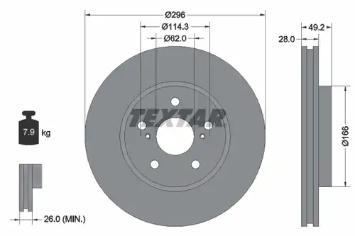 спирачен диск TEXTAR 92135800