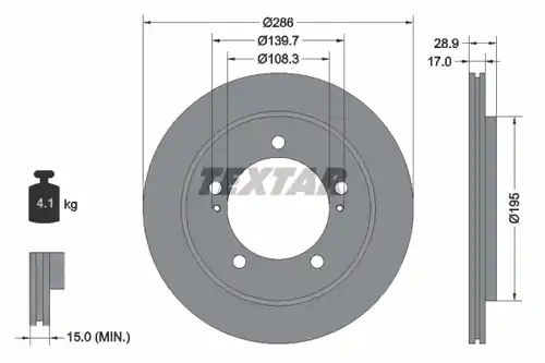 спирачен диск TEXTAR 92136800