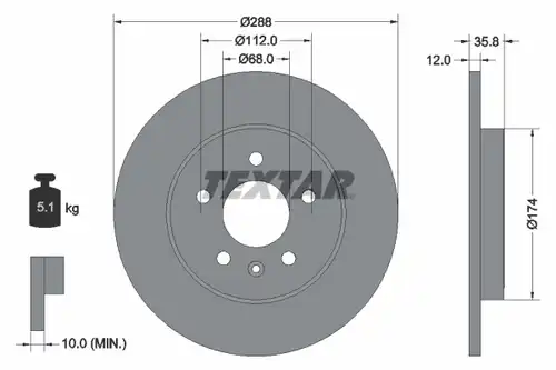 спирачен диск TEXTAR 92137003