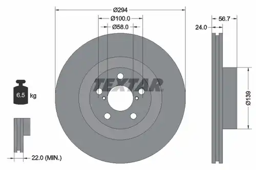 спирачен диск TEXTAR 92139500