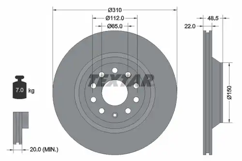 спирачен диск TEXTAR 92140700