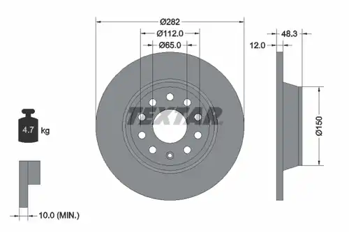 спирачен диск TEXTAR 92140800