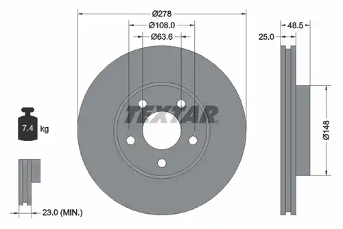 спирачен диск TEXTAR 92141205