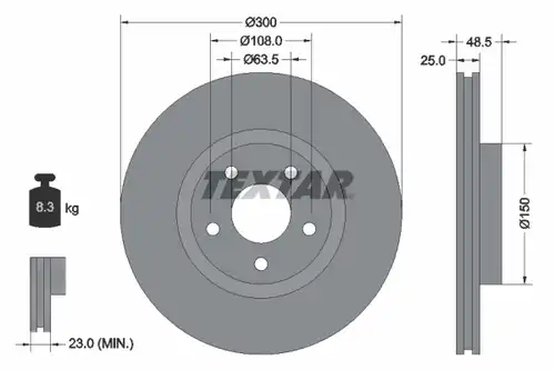 спирачен диск TEXTAR 92141303