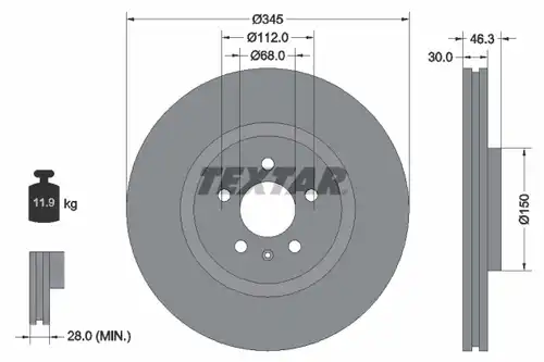 спирачен диск TEXTAR 92143900