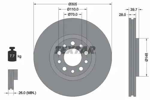 спирачен диск TEXTAR 92145003