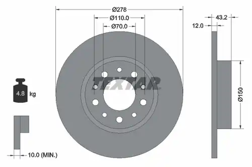 спирачен диск TEXTAR 92145203