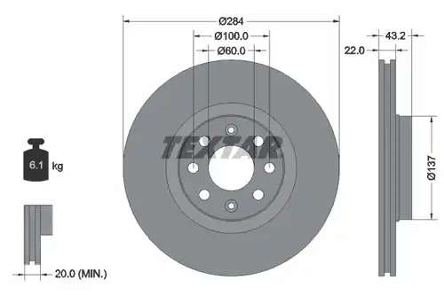 спирачен диск TEXTAR 92145803