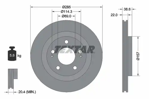 спирачен диск TEXTAR 92148500