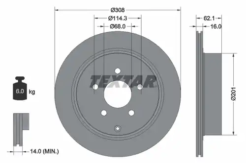 спирачен диск TEXTAR 92149303