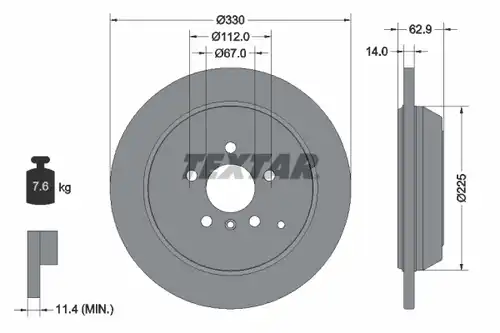 спирачен диск TEXTAR 92150803