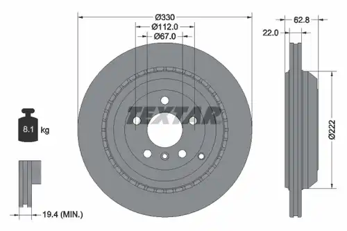 спирачен диск TEXTAR 92150900