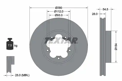 спирачен диск TEXTAR 92151803