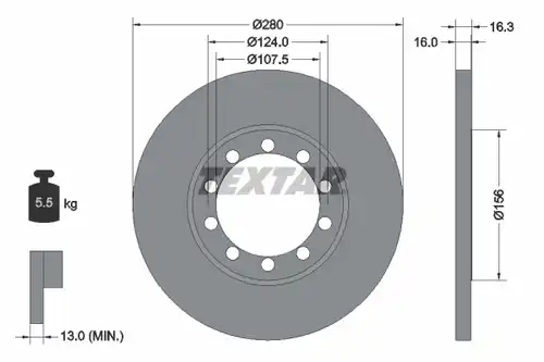 спирачен диск TEXTAR 92152000