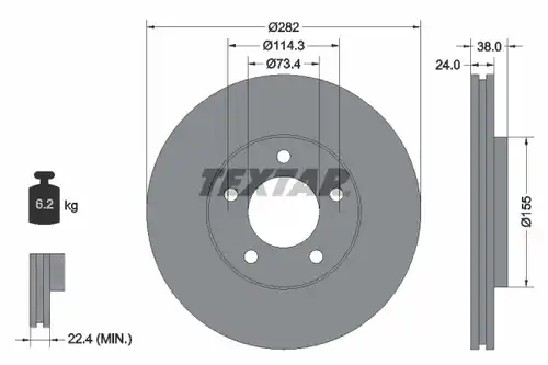 спирачен диск TEXTAR 92153100