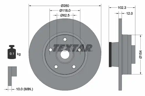 спирачен диск TEXTAR 92153703