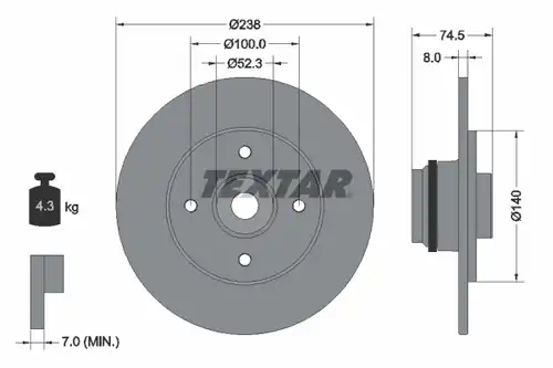 спирачен диск TEXTAR 92154000