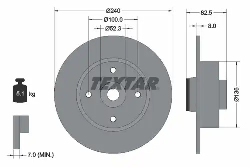 спирачен диск TEXTAR 92154400