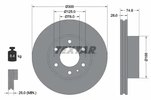 спирачен диск TEXTAR 92155900