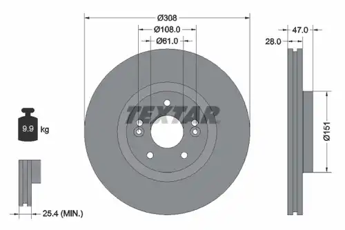 спирачен диск TEXTAR 92157700