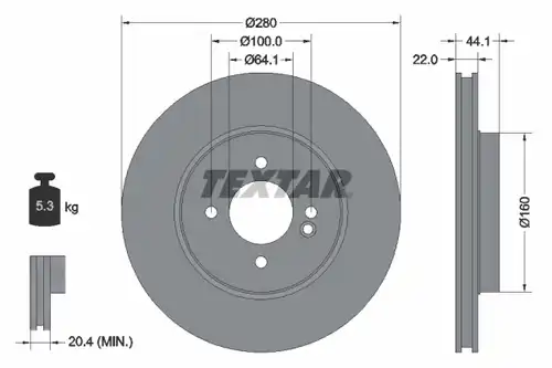 спирачен диск TEXTAR 92157905