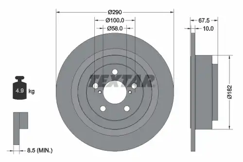 спирачен диск TEXTAR 92158800