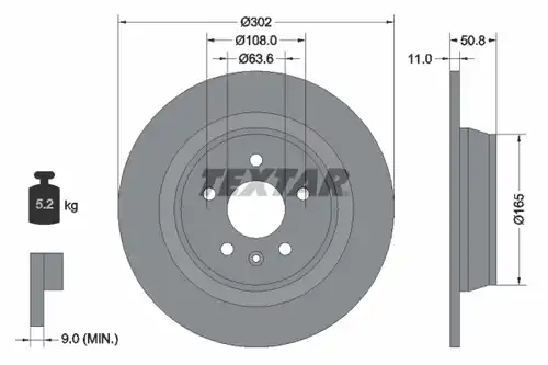 спирачен диск TEXTAR 92159300