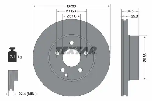 спирачен диск TEXTAR 92159600