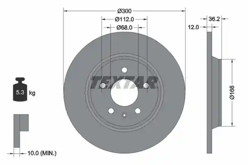 спирачен диск TEXTAR 92160100