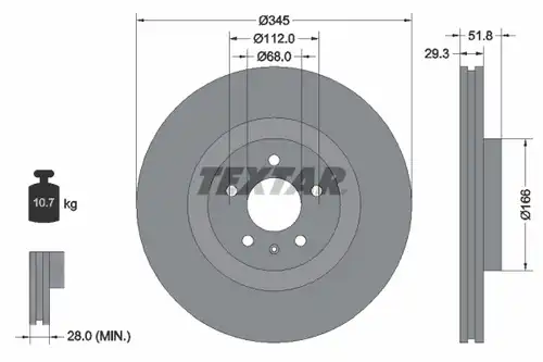 спирачен диск TEXTAR 92160200