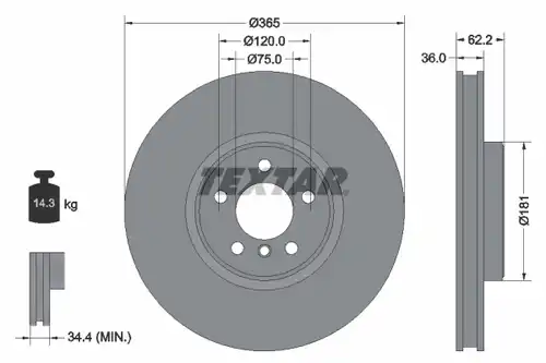 спирачен диск TEXTAR 92161005