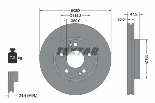 спирачен диск TEXTAR 92161600