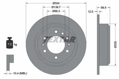 спирачен диск TEXTAR 92161800