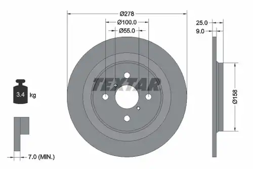 спирачен диск TEXTAR 92161900