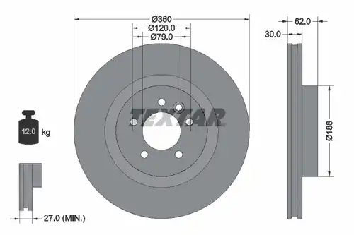 спирачен диск TEXTAR 92162003