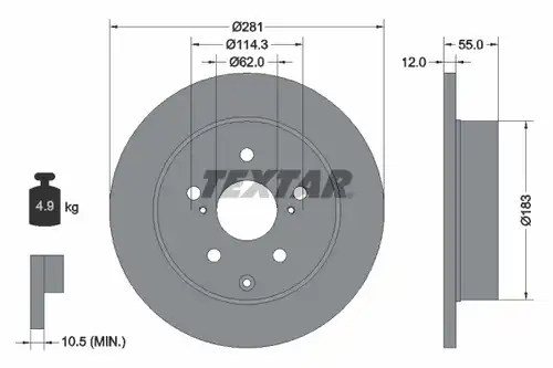 спирачен диск TEXTAR 92162103