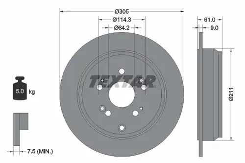 спирачен диск TEXTAR 92162500