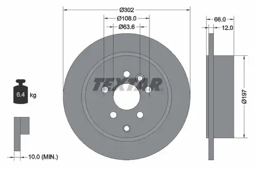 спирачен диск TEXTAR 92162700