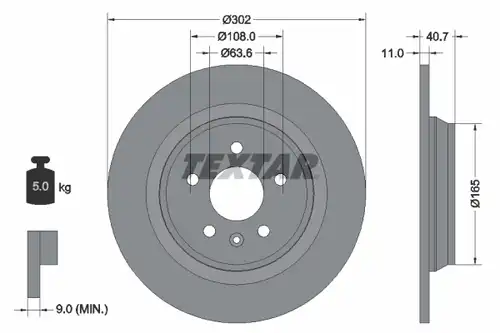 спирачен диск TEXTAR 92162900