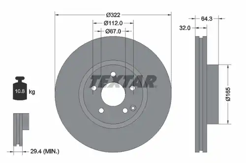 спирачен диск TEXTAR 92163503