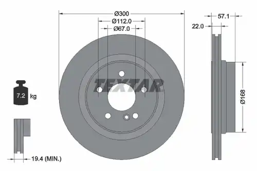 спирачен диск TEXTAR 92163600