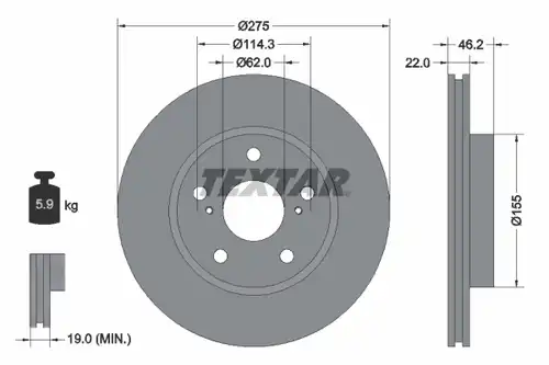 спирачен диск TEXTAR 92163800