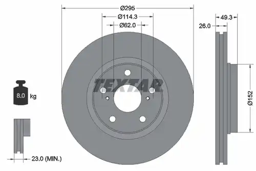 спирачен диск TEXTAR 92163900