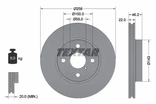 спирачен диск TEXTAR 92164200