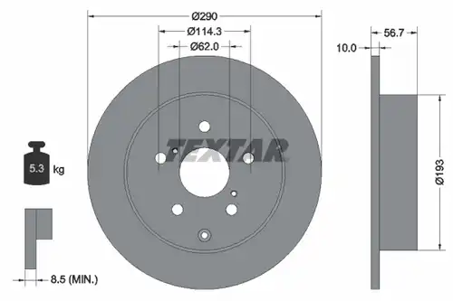 спирачен диск TEXTAR 92164800