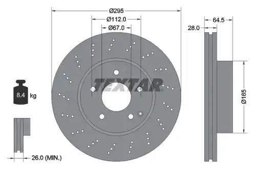 спирачен диск TEXTAR 92165003